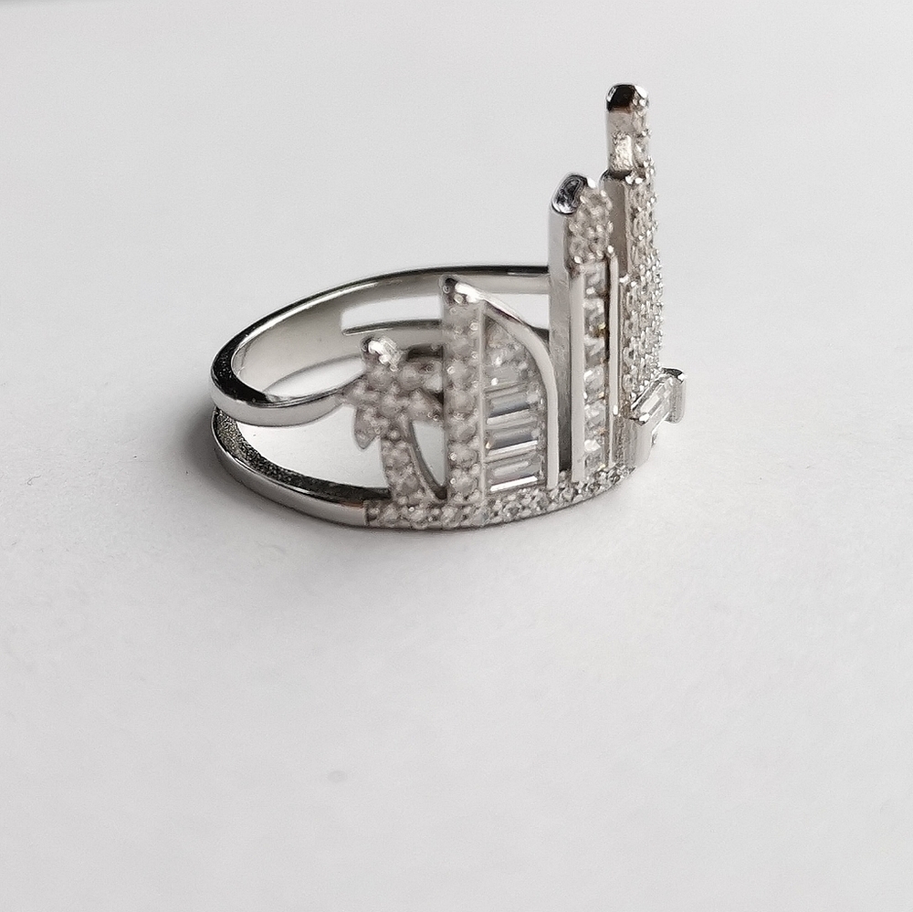CITY Skyline cityscape ring sterling silver cz size 7 🆕 - Picture 4 of 7